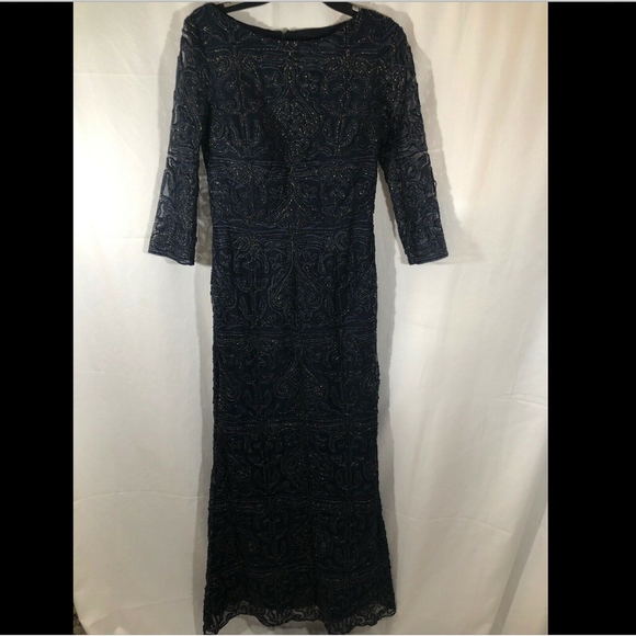 NEW JS Collections Metallic Soutache Evening Gown - Picture 3 of 8